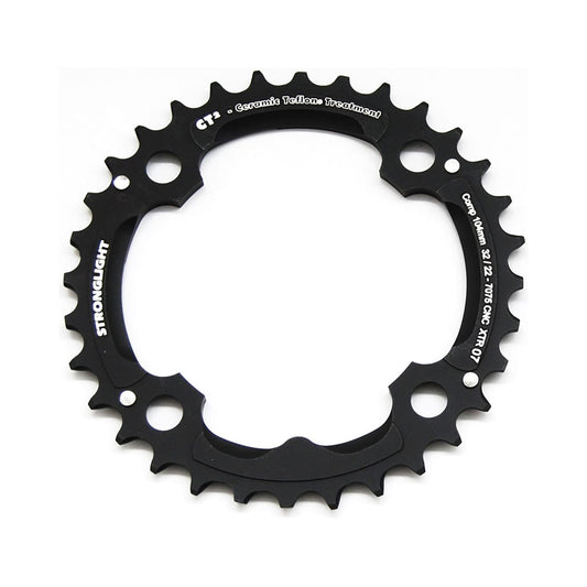 Plateau Intermédiaire STRONGLIGHT CT² SHIMANO XTR M970 9V 4 Trous 104mm — vue du plateau sur fond blanc