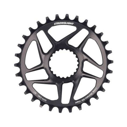 Enkel kettingblad STRONGLIGHT 12 versnellingen Shimano Direct Mount zwart — kettingblad op witte achtergrond