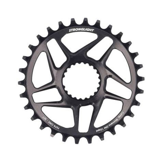 Enkel kettingblad STRONGLIGHT 12 versnellingen Shimano Direct Mount zwart — kettingblad op witte achtergrond