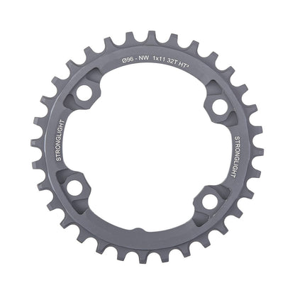 Enkel kettingblad STRONGLIGHT HT3 NARROW WIDE Shimano XTR M9000/M9020/XT M8000 11 versnellingen 4 boutgaten 96 mm — kettingblad op witte achtergrond