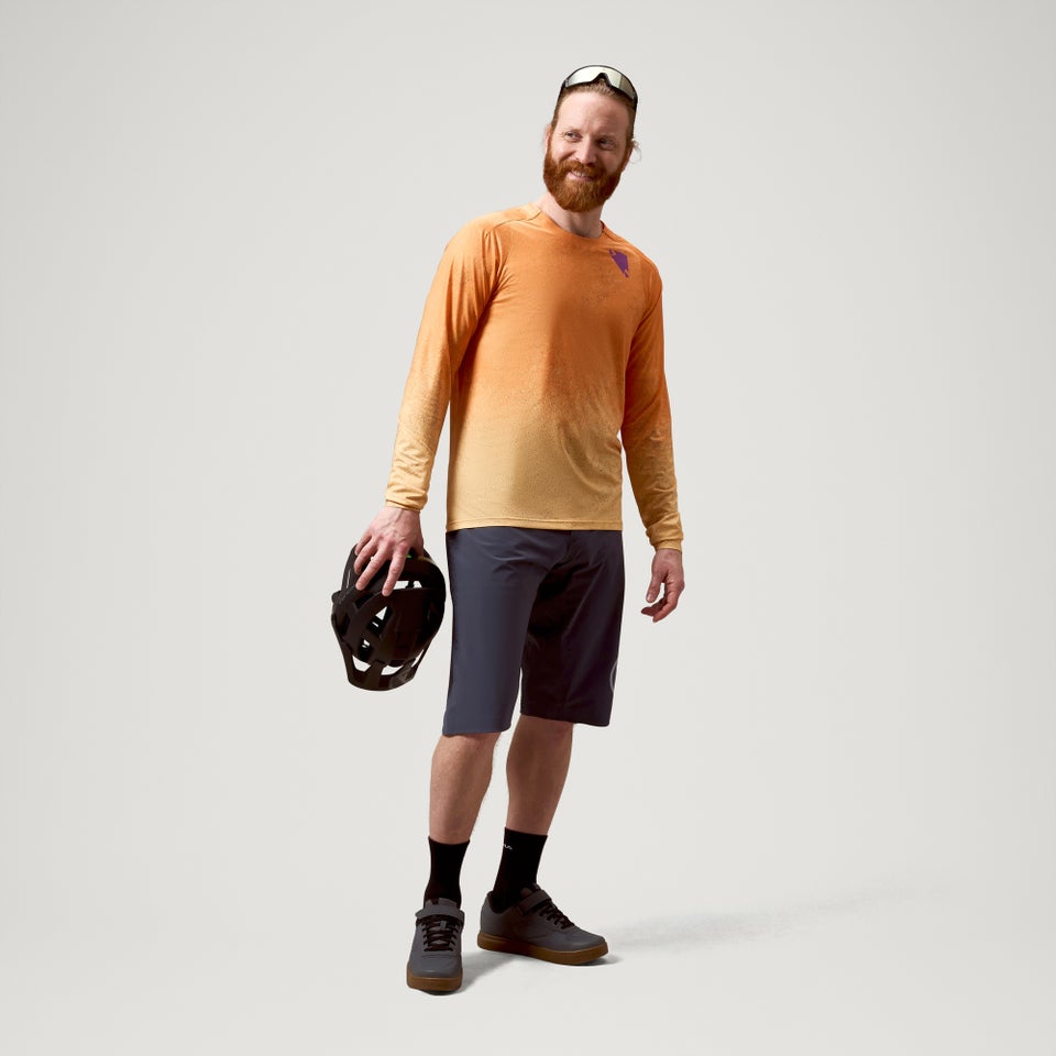 ENDURA SINGLETRACK PRINT Jersey Lange Mouw Einde Oranje