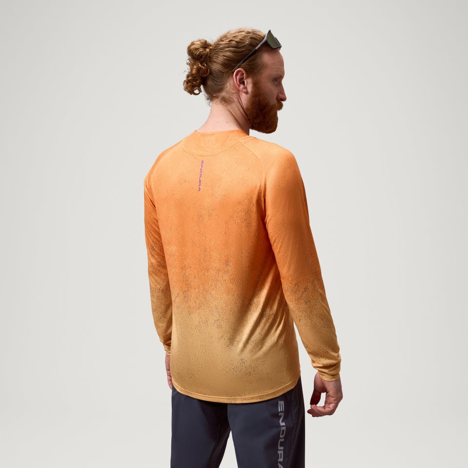 ENDURA SINGLETRACK PRINT Jersey Lange Mouw Einde Oranje