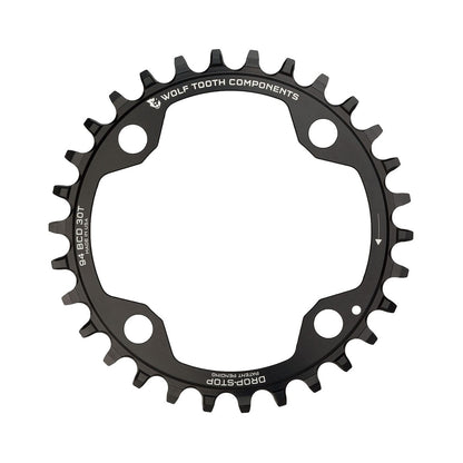 Enkel kettingblad WOLF TOOTH 94 BCD 10/11 versnellingen Sram X01/X1/GX/NX 4 boutgaten 94 mm zwart — kettingblad op witte achtergrond