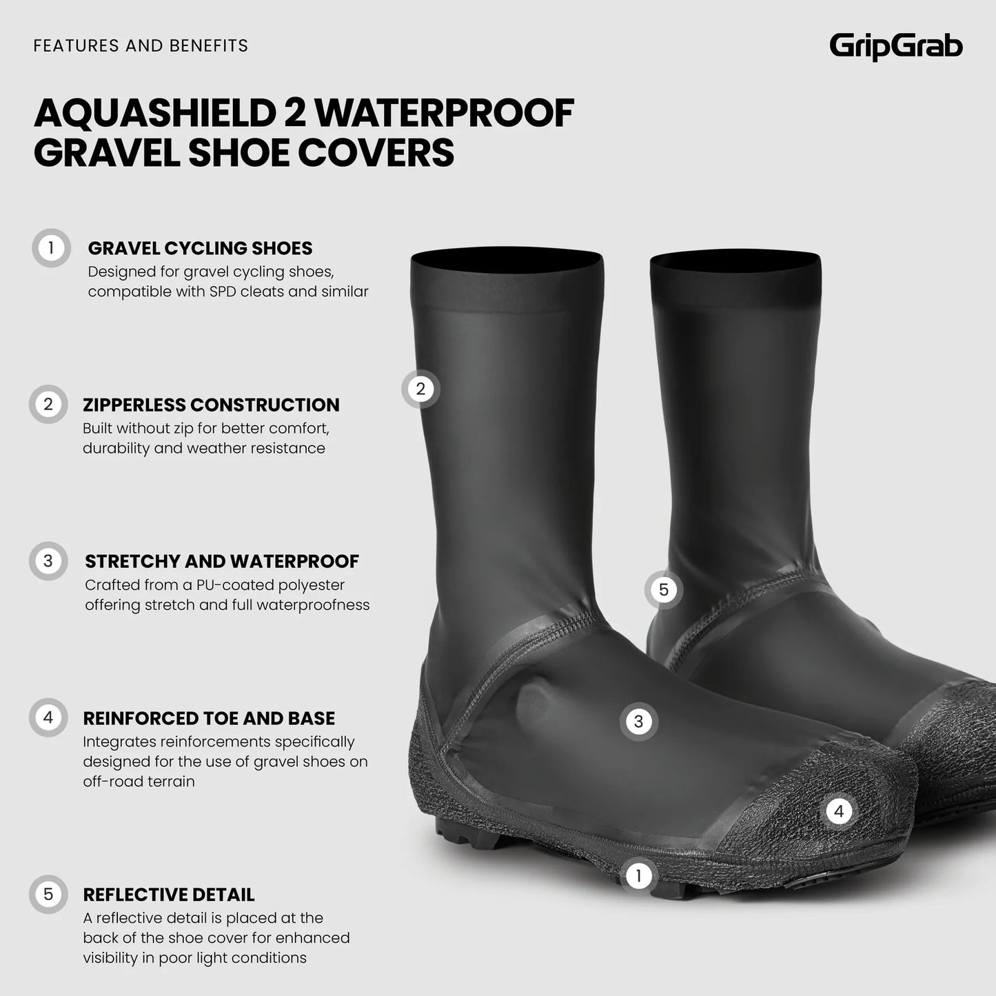 Laarsbeschermer GRIPGRAB AQUASHIELD 2 WATERPROOF GRAVEL Zwart