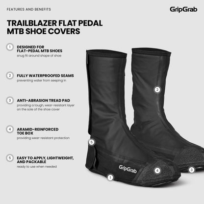 Overschoenen GRIPGRAB TRAILBLAZER FLAT PEDAL MTB zwart