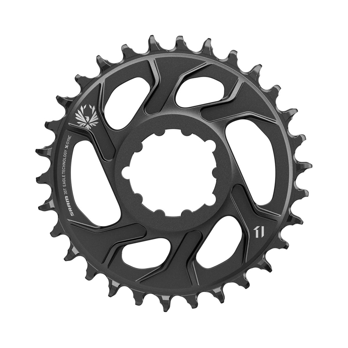 Enkel kettingblad SRAM X-SYNC 2 EAGLE 12-speed Direct Mount, offset 4 mm, Cannondale AI — aanzicht van het kettingblad tegen een witte achtergrond