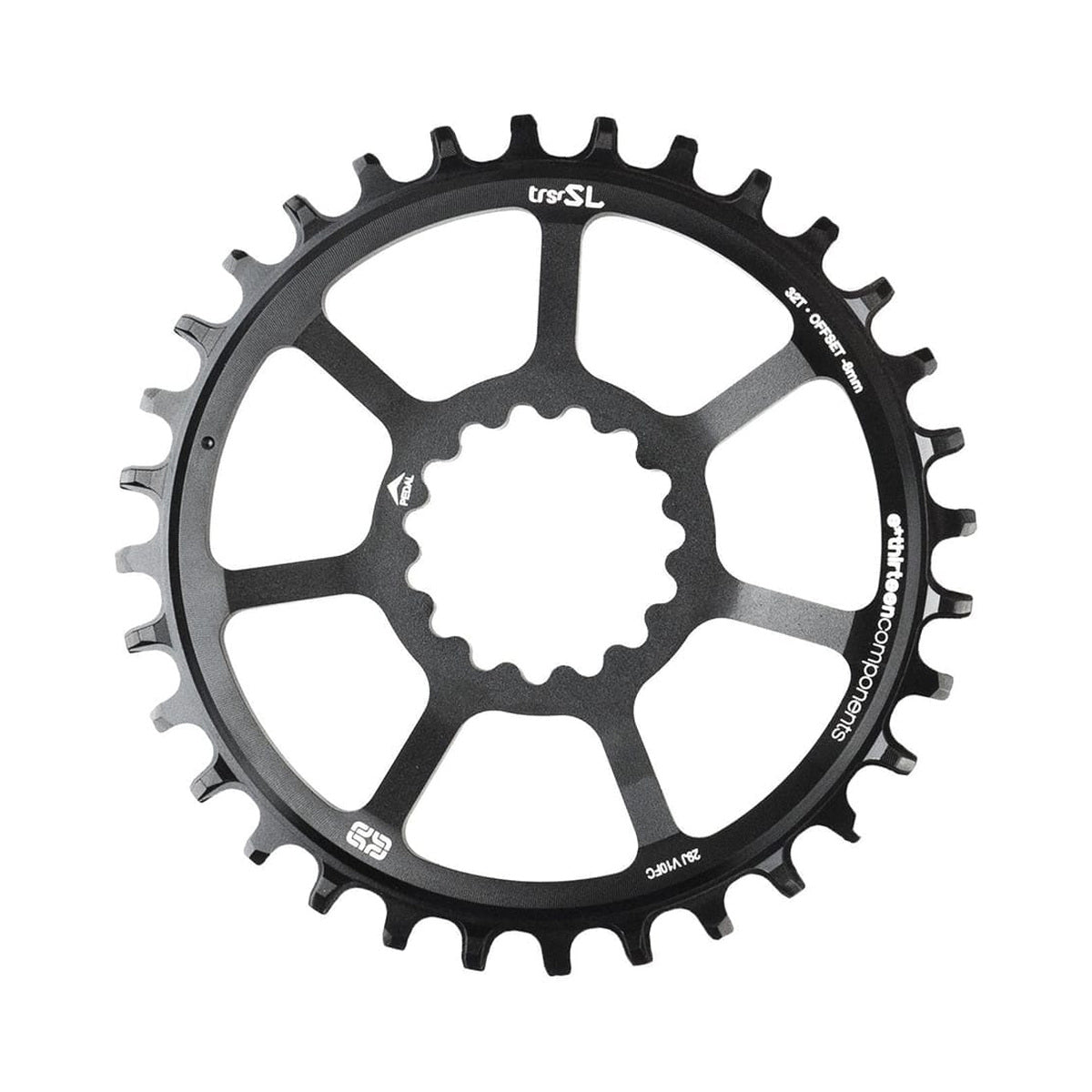 Plateau Mono E-THIRTEEN SL 10/11/12V Direct Mount Non Boost Offset 8mm — vue du plateau sur fond blanc