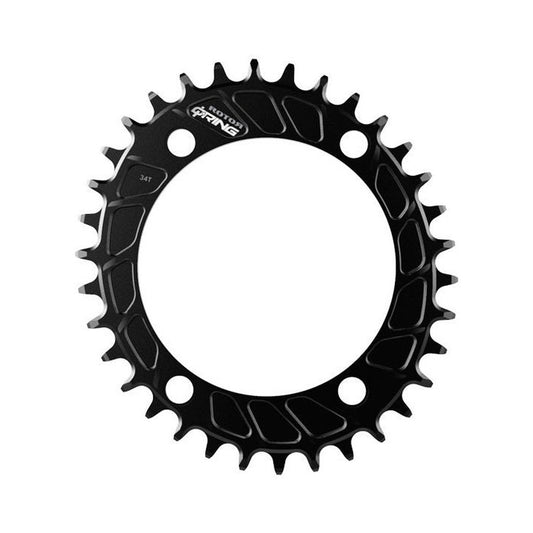 ROTOR Q-RING MTB ovaal enkel kettingblad 11/12-speed met 4 boutgaten, 110 mm — kettingblad op witte achtergrond