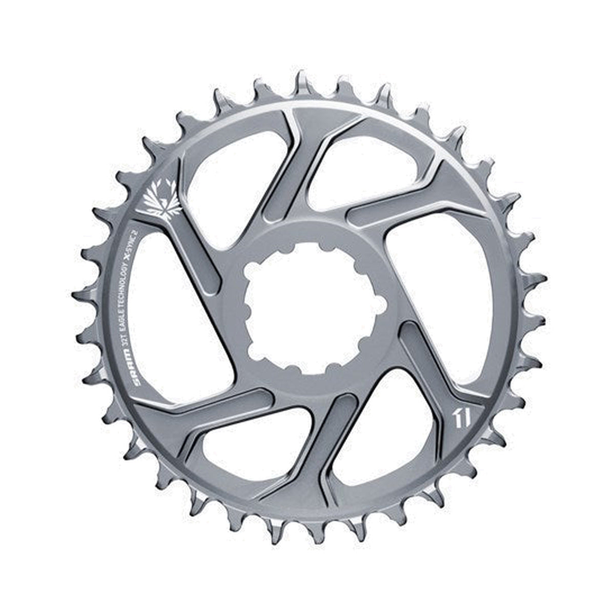 Plateau Mono SRAM X-SYNC 2 EAGLE 12V Direct Mount Offset 6mm Gris — vue du plateau sur fond blanc