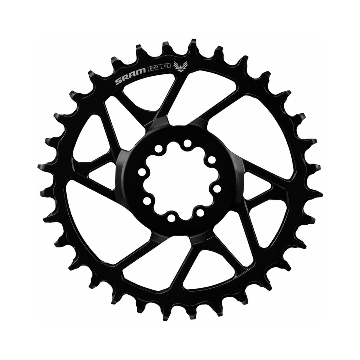 Enkel kettingblad SRAM S1000 T-TYPE EAGLE BOOST 12-speed, aluminium, Direct Mount, offset 3 mm, zwart — kettingblad op witte achtergrond