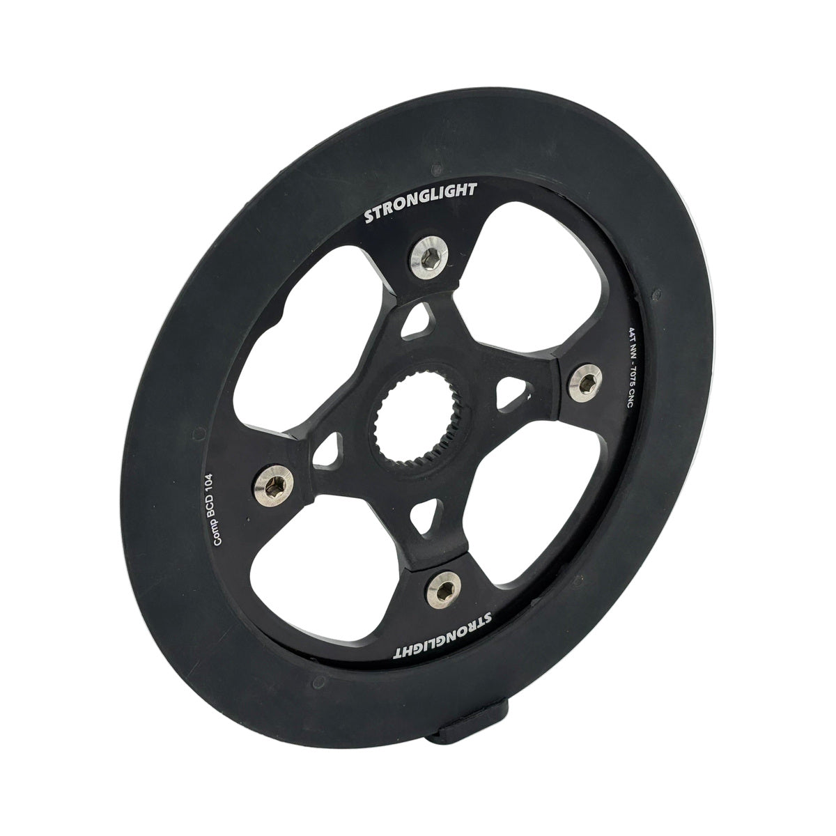 Enkel kettingblad STRONGLIGHT BOSCH GEN4 12-speed (offset 50 mm) met bashguard — kettingblad op witte achtergrond