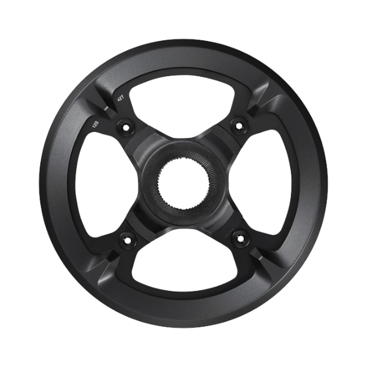 Enkel kettingblad voor e-bike SHIMANO SM-CRE70-12 12-speed met dubbele kettinggeleider — kettingblad op witte achtergrond