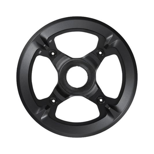 Enkel kettingblad voor e-bike SHIMANO SM-CRE70-12 12-speed met dubbele kettinggeleider — kettingblad op witte achtergrond