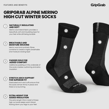 Sokken GRIPGRAB ALPINE MERINO HIGH Zwart