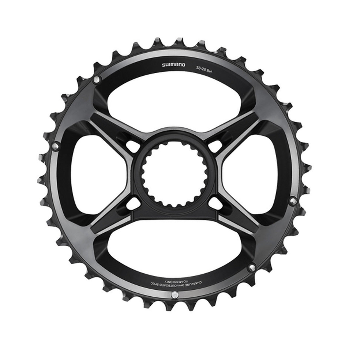 Plateau Extérieur SHIMANO XTR pour FC-M9120-B2 (28-38 dents) 12V — vue du plateau sur fond blanc