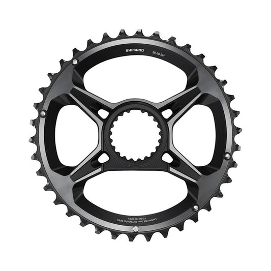 Buitenblad SHIMANO XTR voor FC-M9120-B2 (28-38 tanden) 12-speed — kettingblad op witte achtergrond