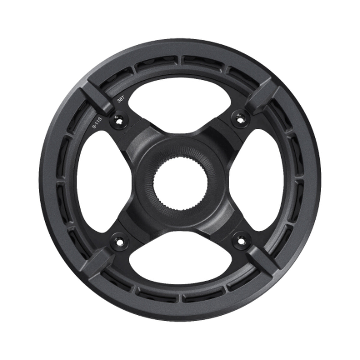 Enkel kettingblad voor e-bike SHIMANO SM-CRE70 9/10/11-speed met dubbele kettinggeleider — kettingblad op witte achtergrond