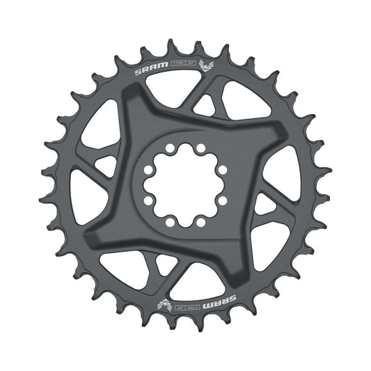 SRAM GX T-Type EAGLE BOOST 12-speed enkel kettingblad, DM, 3 mm offset, grijs — kettingblad tegen een witte achtergrond