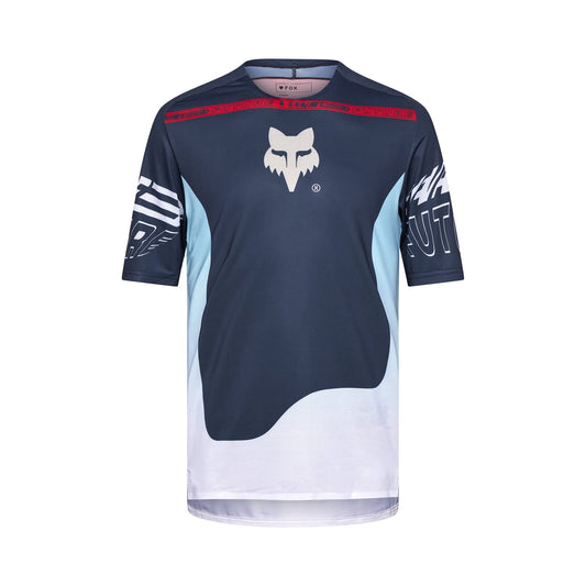 Maillot FOX FLEXAIR ELEVATED Manches Courtes Noir/Bleu 2025