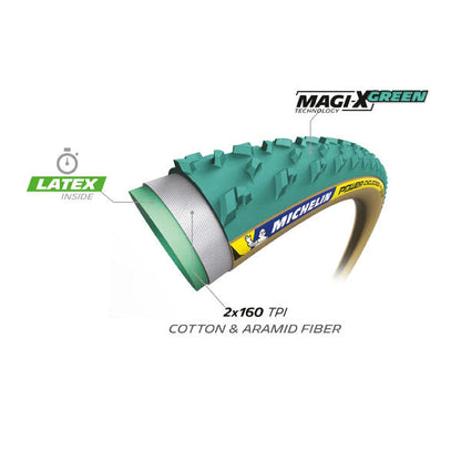 Tubular MICHELIN POWER MUD Racing Line 700x33c Groen