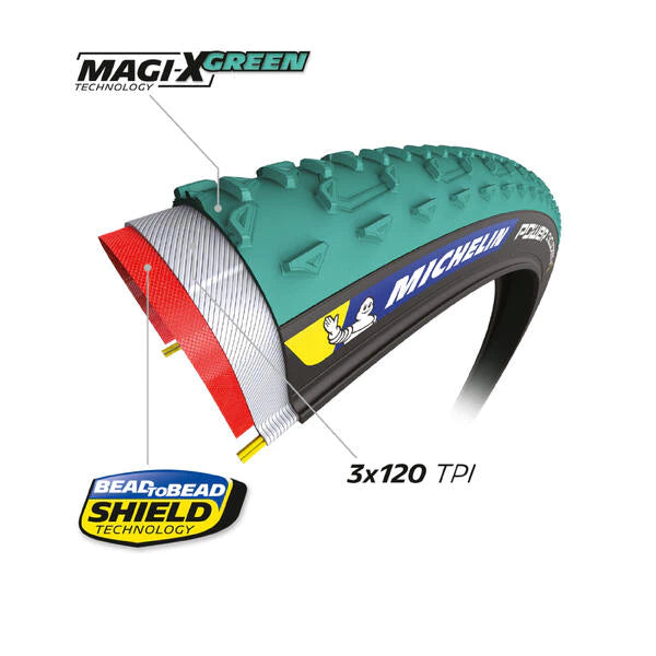 Pneu MICHELIN POWER JET 700x33c Tubeless Ready Vert