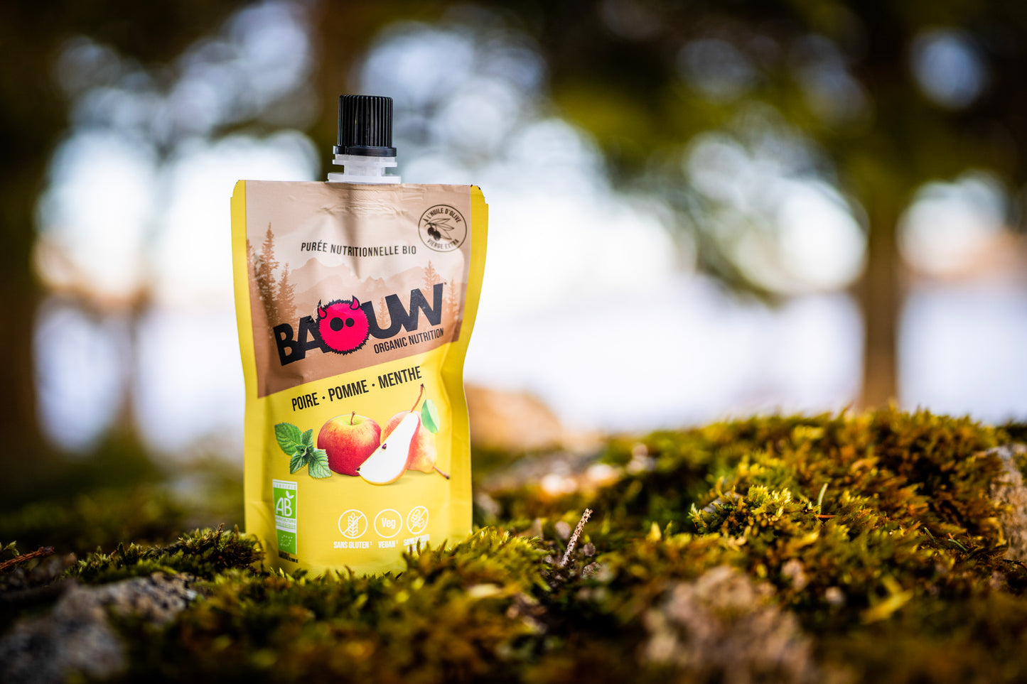 BAOUW Biologisch Recept Fruit Energie Puree Peer/Appel/Munt (90g)