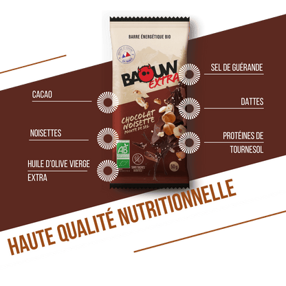 Energiereep BAOUW BIO EXTRA Chocolade-Hazelnoot (50g)