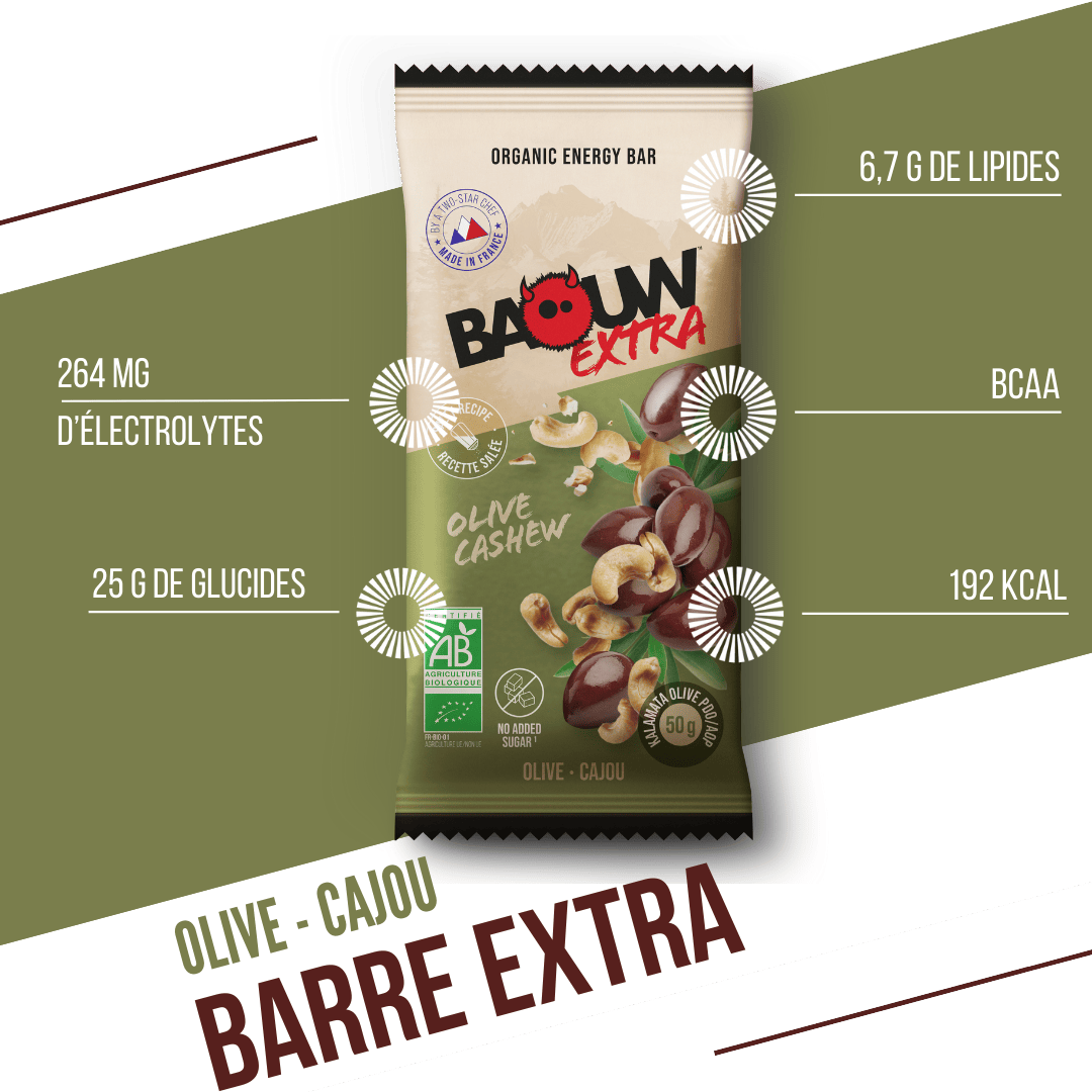 Barre Énergétique BAOUW BIO EXTRA Salé Olive-Cajou (50g)
