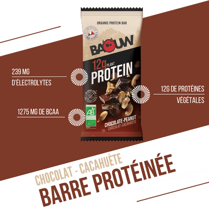 Eiwitreep BAOUW BIO EXTRA Chocolade/Pinda's (50g)