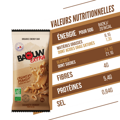 BAOUW BIO EXTRA Cacahuète Crunchy Energiereep (50g)