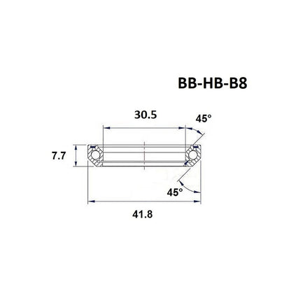 Stuurbuis lager BLACK BEARING B8 1-1/8" 45/45° (30,5 x 41,8 x 7,7 mm)