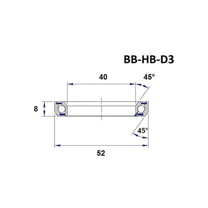 Stuурlager BLACK BEARING D3 1-1/2" 45/45° (40 x 52 x 8 mm)