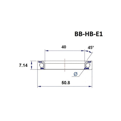 Stuurlager BLACK BEARING E1 Cannondale 1-1/2" 90/45° (40 x 50,8 x 7,14 mm)