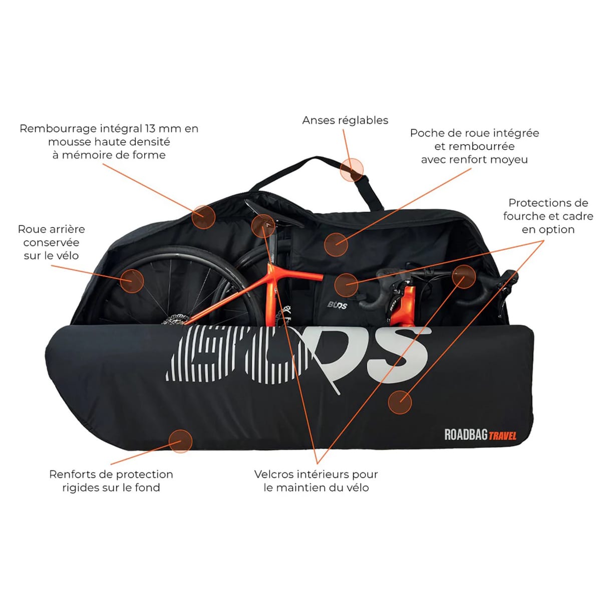 BUDS ROADBAG TRAVEL Racefietshoes (Speciaal vlak) Zwart