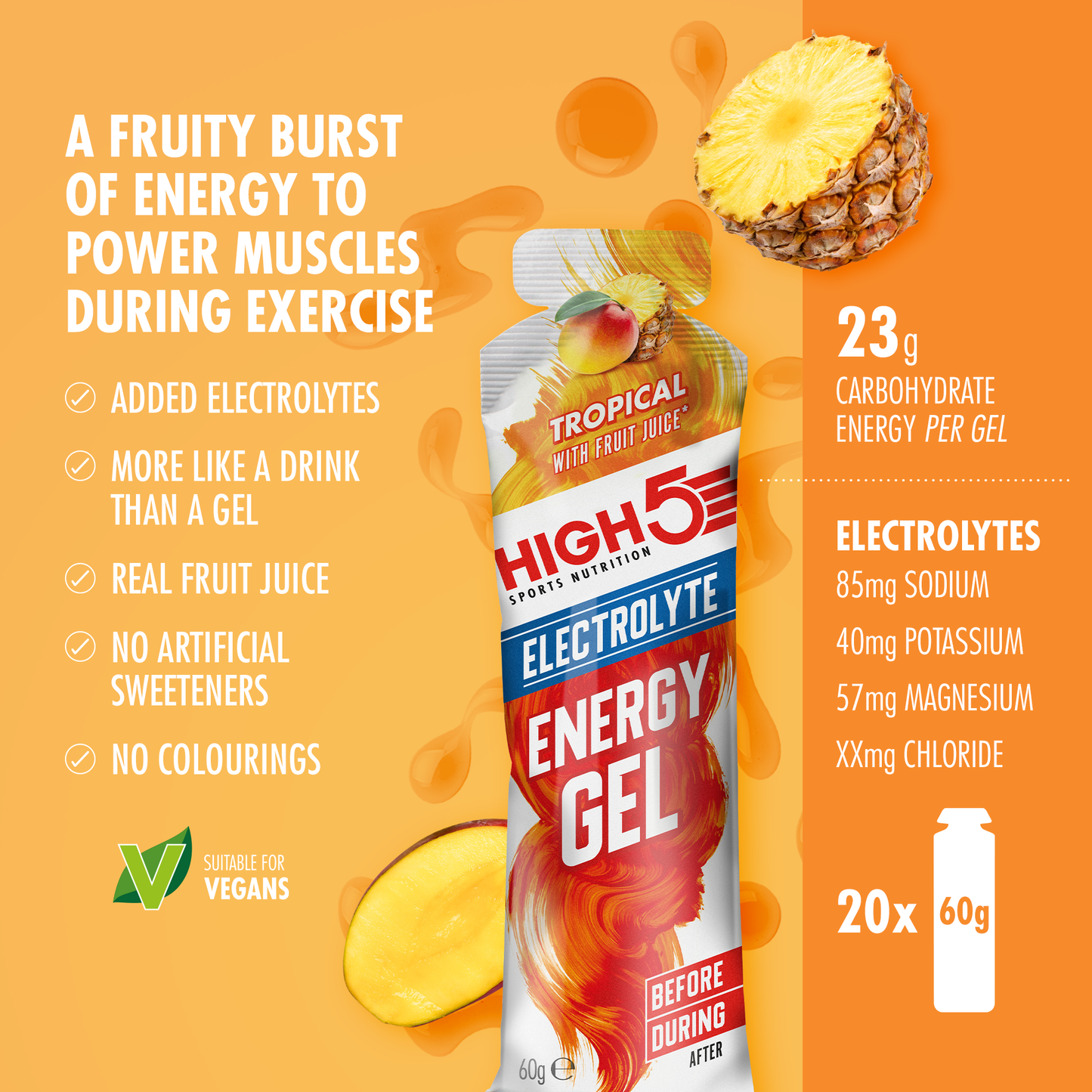Energiegel HIGH5 ENERGY ELECTROLYTE (60g) Tropical