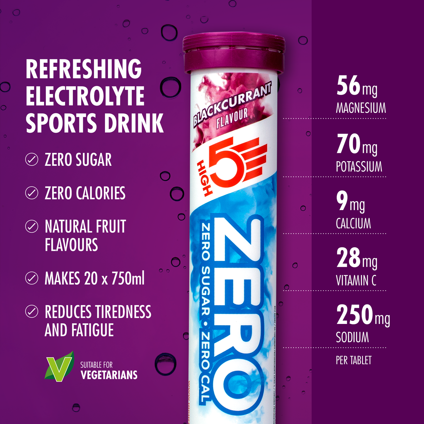 HIGH5 ZERO Hydratation Electrolyte (20 Pastilles) Cassis