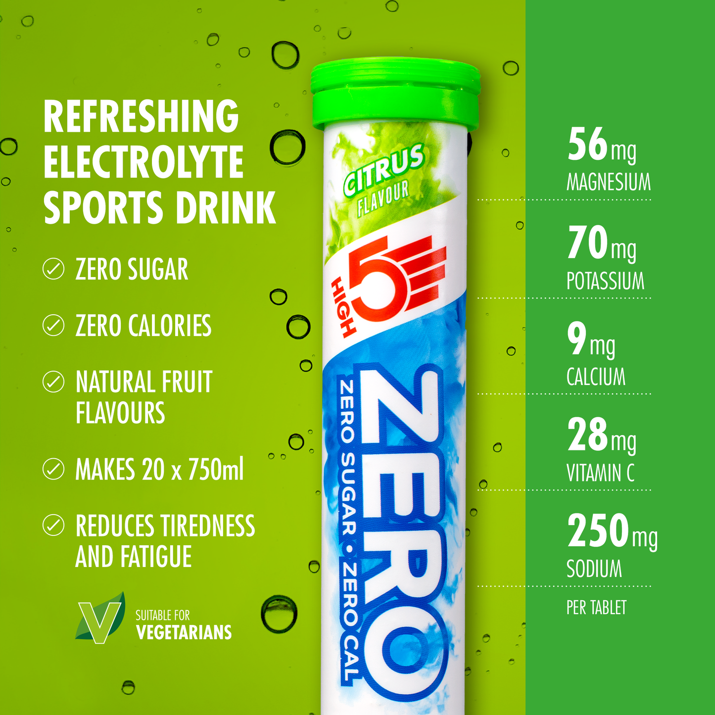 Pastilles d'Hydratation Electrolytes HIGH5 ZERO (x20) Citron