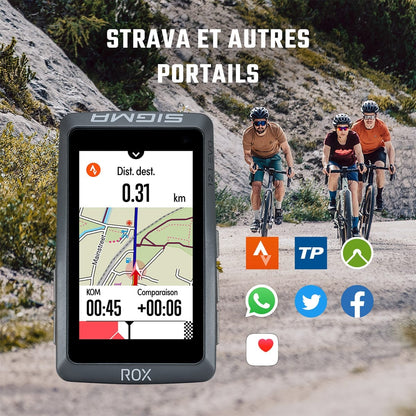 Compteur GPS SIGMA ROX 12.1 EVO Basic Noir — synchronisation avec les plateformes d’entraînement