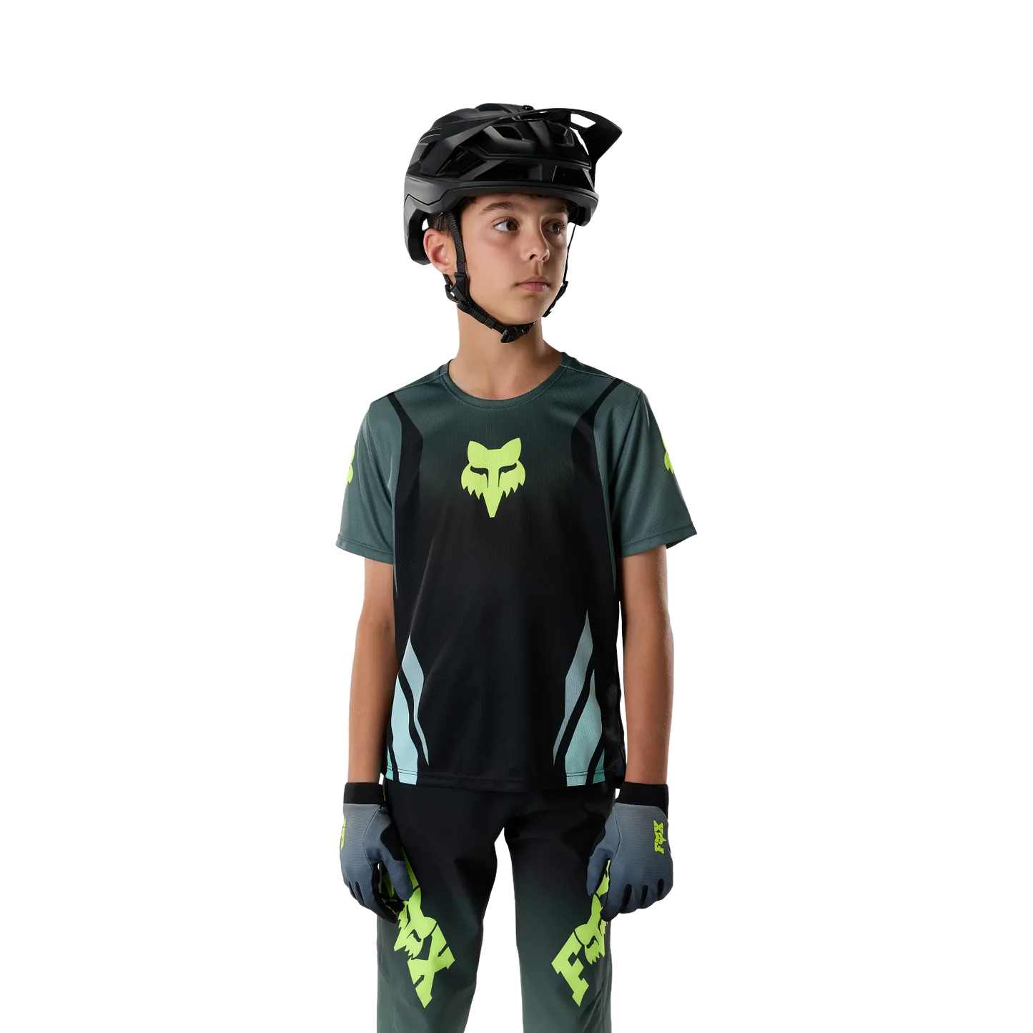 Maillot FOX RANGER FOUNDRY Junior Manches Courtes Vert Sauge