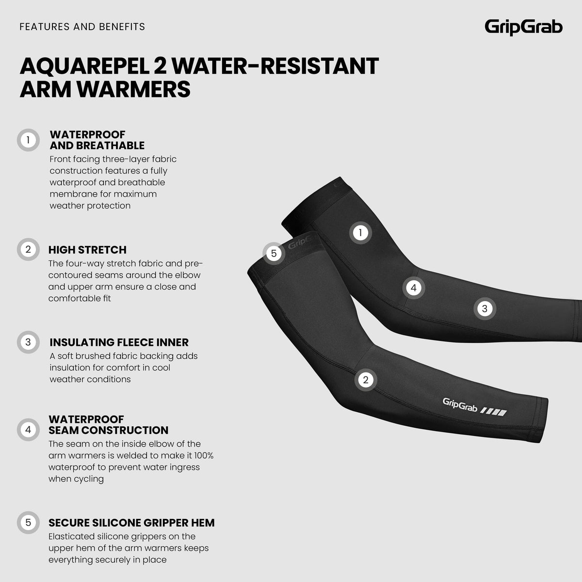 Manchettes GRIPGRAB AQUAREPEL 2 WATER RESISTANT Noir