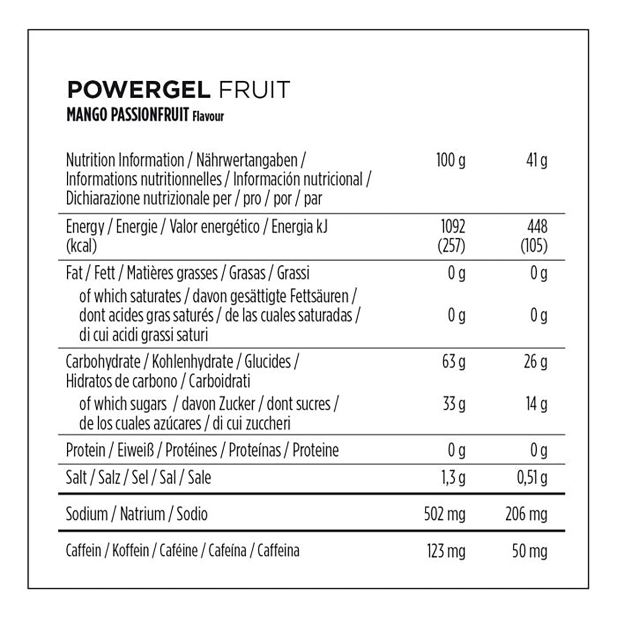 POWERBAR POWERGEL FRUIT Energy Gel (41g) Cafeïnehoudend Passion Food