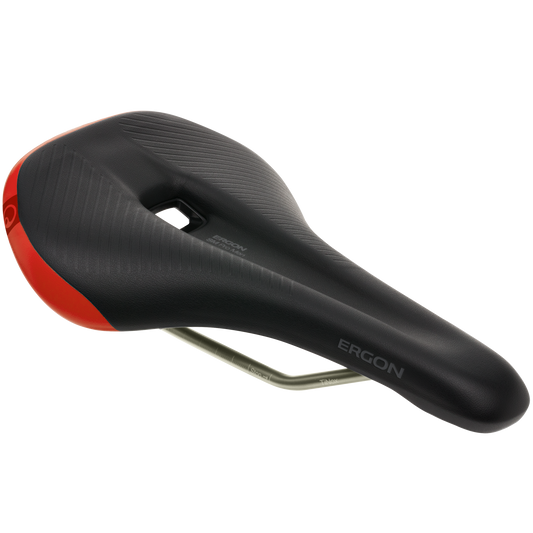 ERGON SM Pro-zadel Risky Red M/L met TiNox-rails