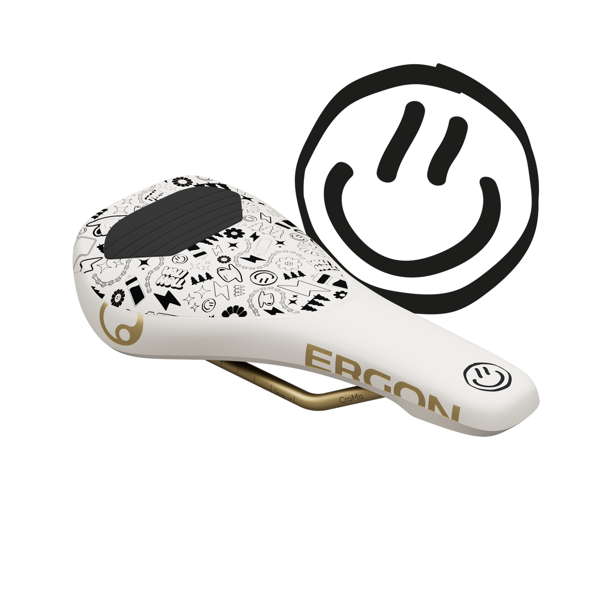 Selle ERGON SM Downhill Comp Vali Höll Edition Blanc rails CrMo
