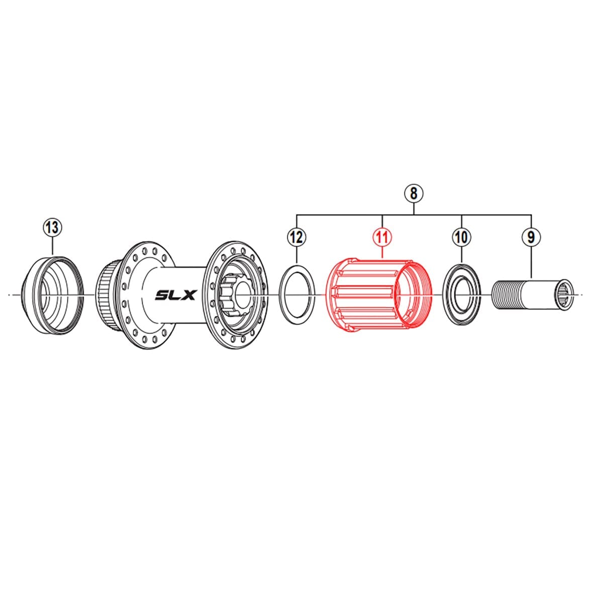 Corps de Roue Libre VTT SHIMANO SLX FH-M665 #Y3D398080