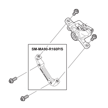 Adapter Voorremklauw PM / IS SHIMANO SM-MA90-F160P/S Schijf 160 mm (+0 mm)