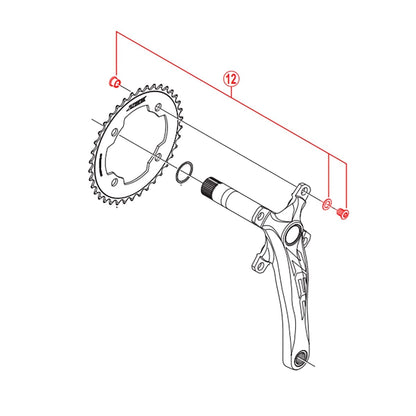 Kit 4 Bouten en Schoorstenen M8x8,5 mm voor Trapas SHIMANO ZEE FC-M640