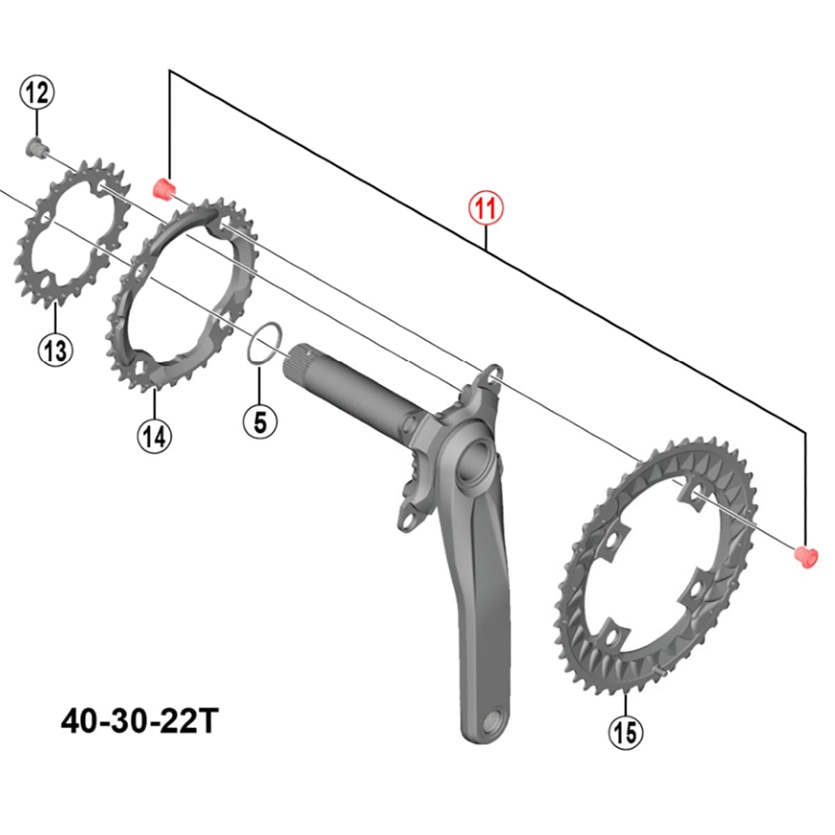 Kit 4 Vis et Ecrous de Fixation de Plateau Extérieur pour Pédalier Triple SHIMANO DEORE FC-M6000 #Y1WC98050 Noir