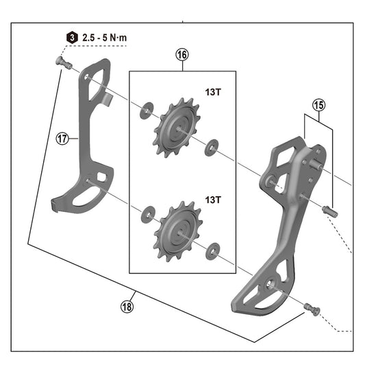 SHIMANO XTR RD-M9250 12V achterderailleur versnellingen SGS