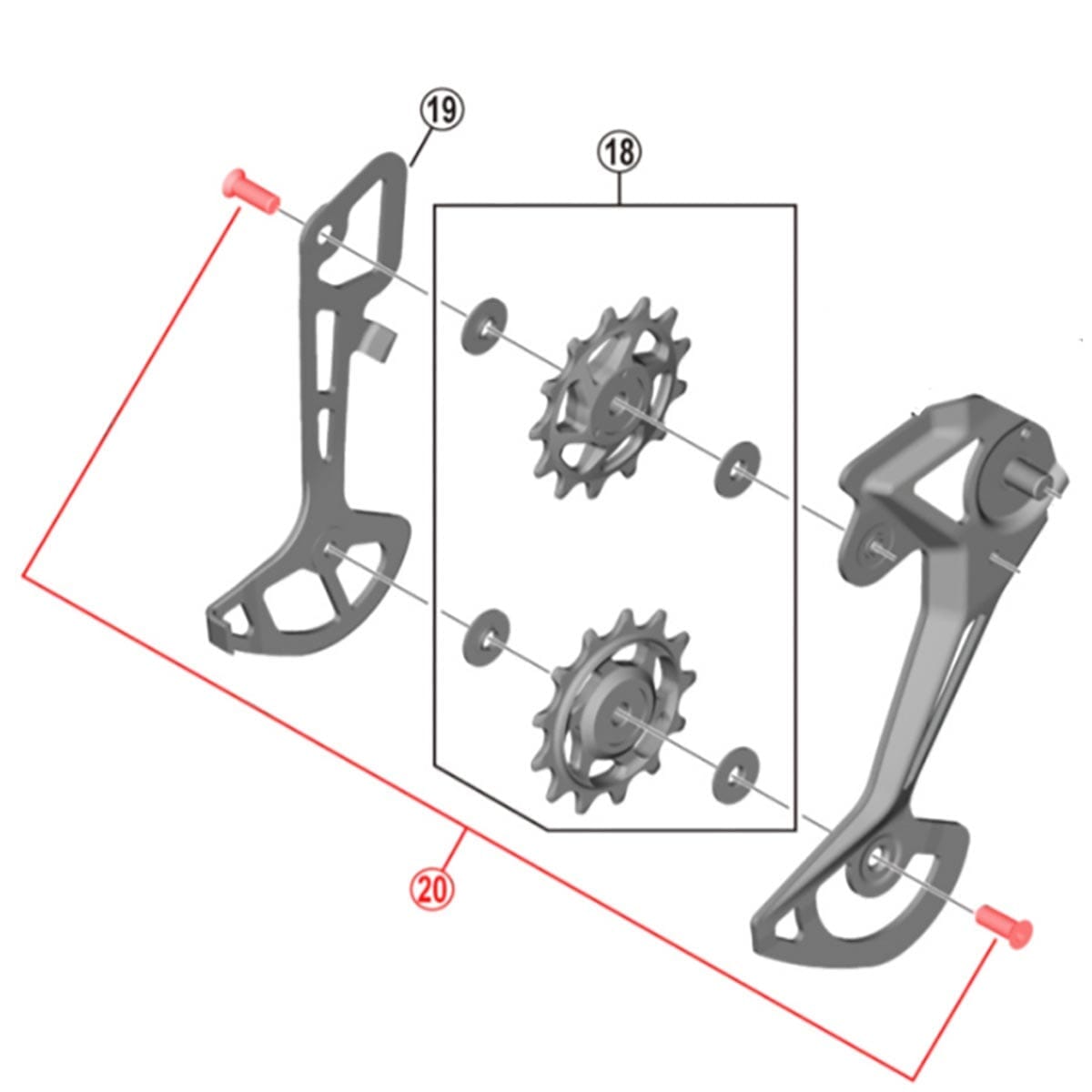 Vis de Fixation de Galets pour Dérailleur Arrière SHIMANO XT RD-M8100 (x2) #Y3FW98090