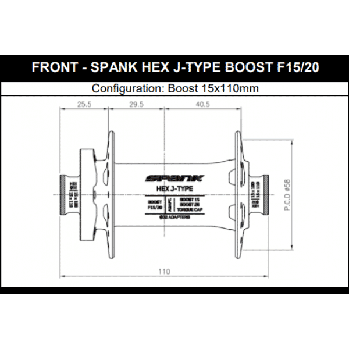 Moyeu Avant SPANK HEX 15/20 mm Boost Orange